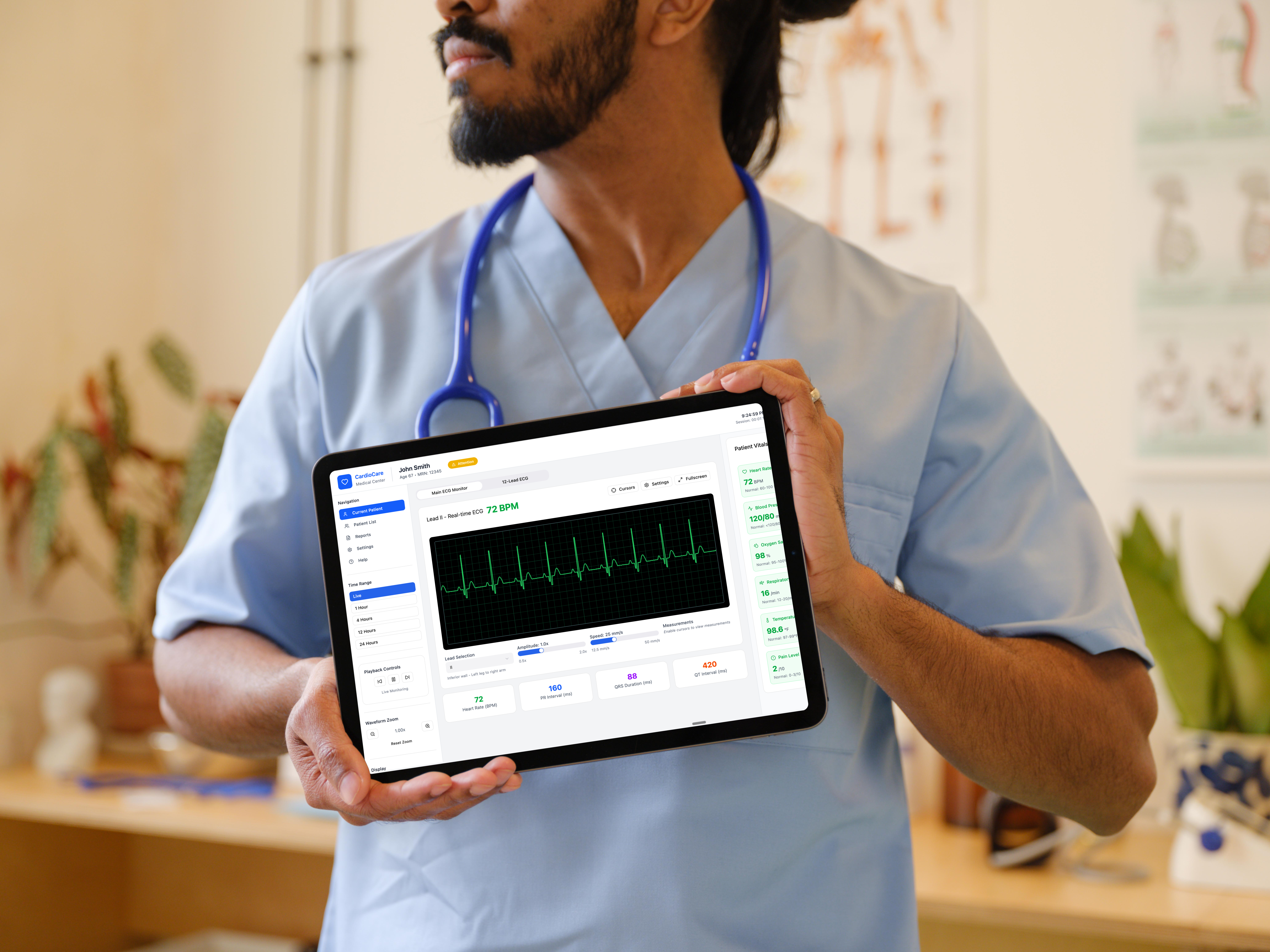 Healthcare provider using secure desktop interface for patient monitoring